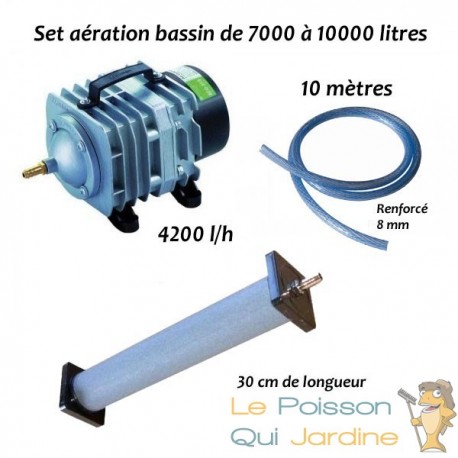 Set aération bassin de jardin 1 diffuseur 30 cm de 7000 à 10000 litres