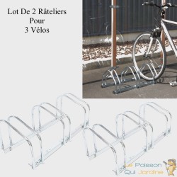 Lot De 2 : Rangement, Râtelier 5 Vélos Avec Fixation Au Sol - Longueur  130,5 cm - Rack 1 niveau - Le Poisson Qui Jardine