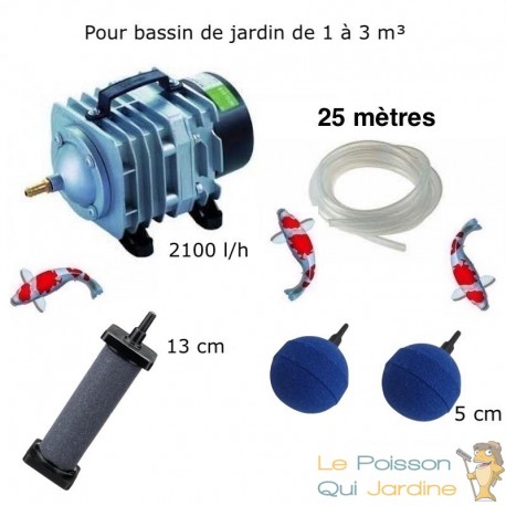 Set Aération 2 boules diffuseurs + 1 diffuseur 13 cm Bassin De Jardin De 1000 À 3000 Litres