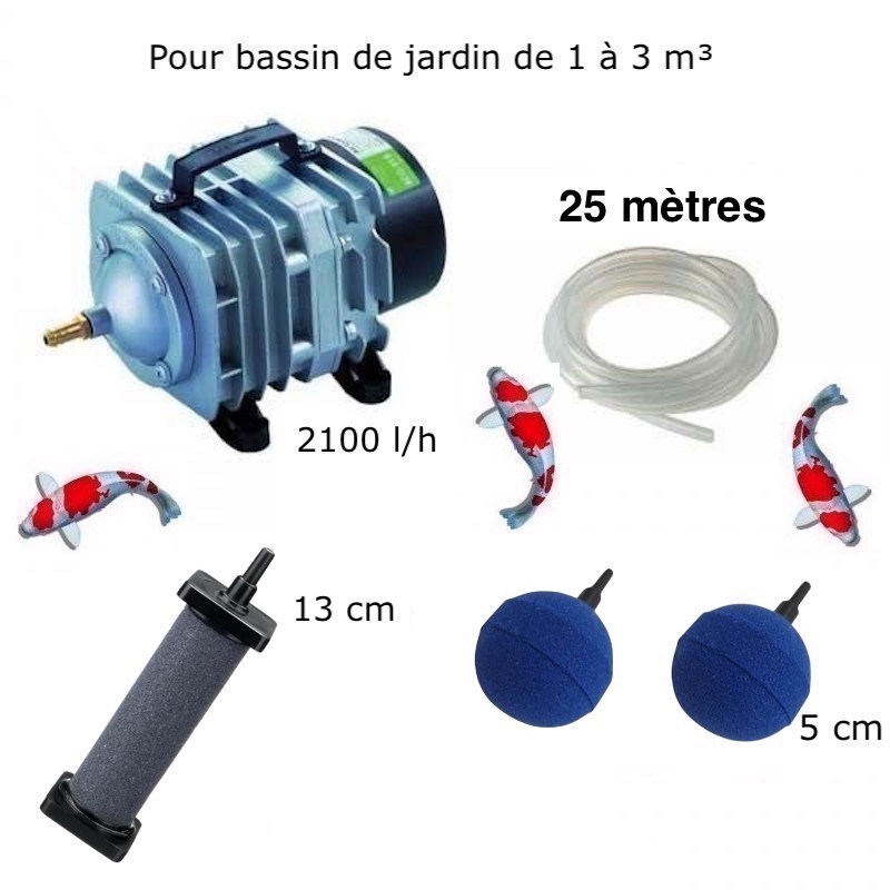 Set Aération 2 boules diffuseusr + 1 diffuseur 13 cm Bassin De Jardin De 1000 À 3000 Litres