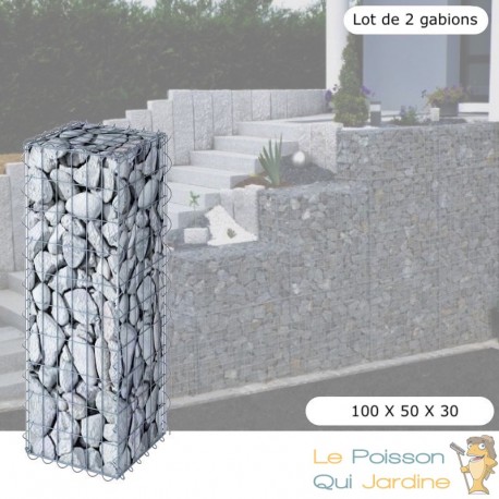 Gabion En Métal Galvanisé - Robuste - Résistant - 100 x 50 x 30 cm