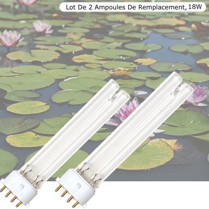 Lot De 2 Ampoules UV Stérilisateur - Clarificateur 18W, Aquarium Ou Bassins De Jardin