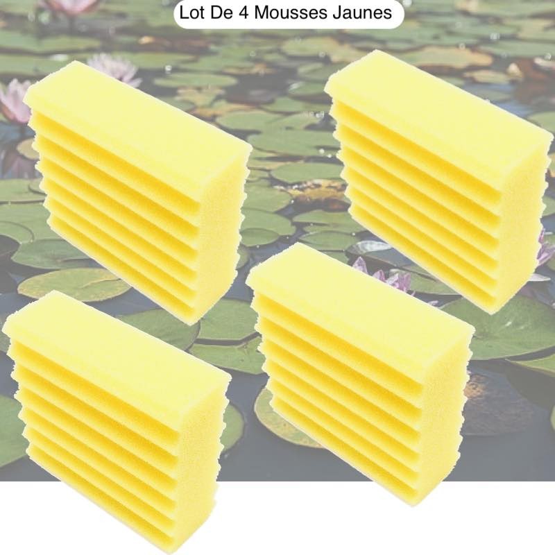 Lot De 4 Mousses De Filtration, De Remplacement Jaune Pour Bassins