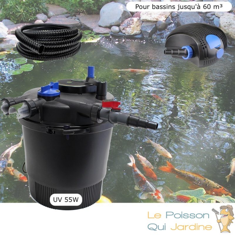 Kit Filtration Bassin Complet, UV 55W, Pour Bassins De Jardin De 30000 L -  Le Poisson Qui Jardine