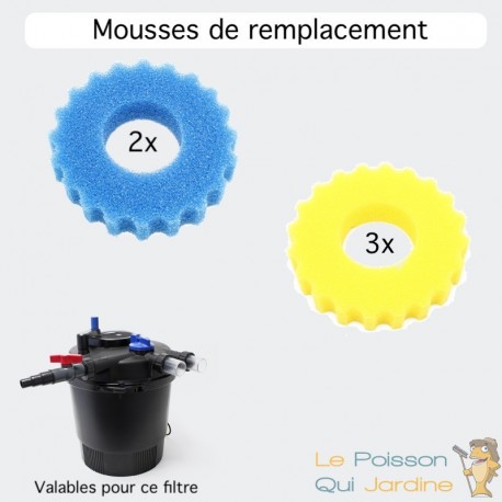 5 Mousses De Remplacement Filtre Bassin Sous Pression 36W 40 m³