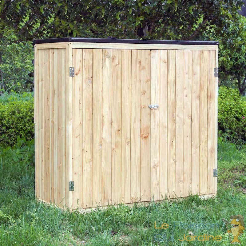 Armoire jardin Bois naturel Double porte Rangement Outil Remise Abri - Le  Poisson Qui Jardine