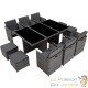 Salon de jardin GRIS 10 places avec 2 sets de housses + housse de protection