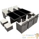 Salon de jardin GRIS 10 places avec 2 sets de housses + housse de protection