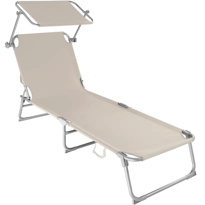 Transat acier beige pour un confort et une détente ultimes près de la piscine ou dans le jardin