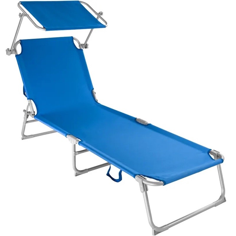 Transat acier bleu pour un confort et une détente ultimes près de la piscine ou dans le jardin