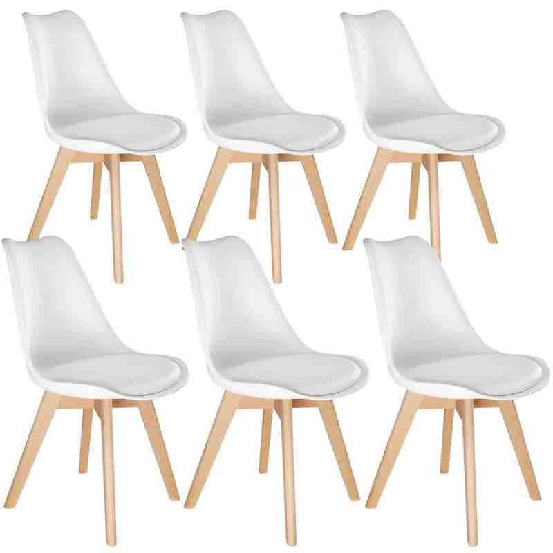 Ensemble de 6 Chaises de Salle à Manger blanches, Élégance Scandinave avec Pieds en Bois Massif, Design Moderne