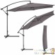 Parasol gris de 350 cm, belle qualité de finition avec une housse de protection incluse