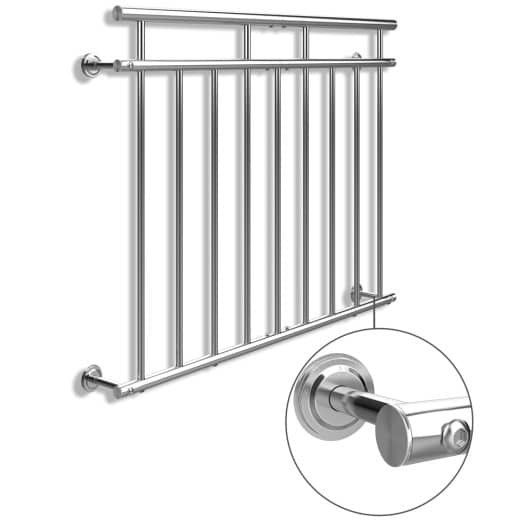 Balustrade de balcon, 128 cm X 90 cm en inox