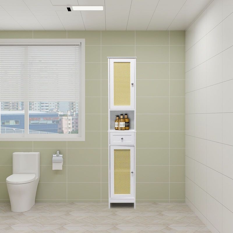 Étagère salle de bain, Armoire haute avec 2 niveaux 170 cm de hauteur