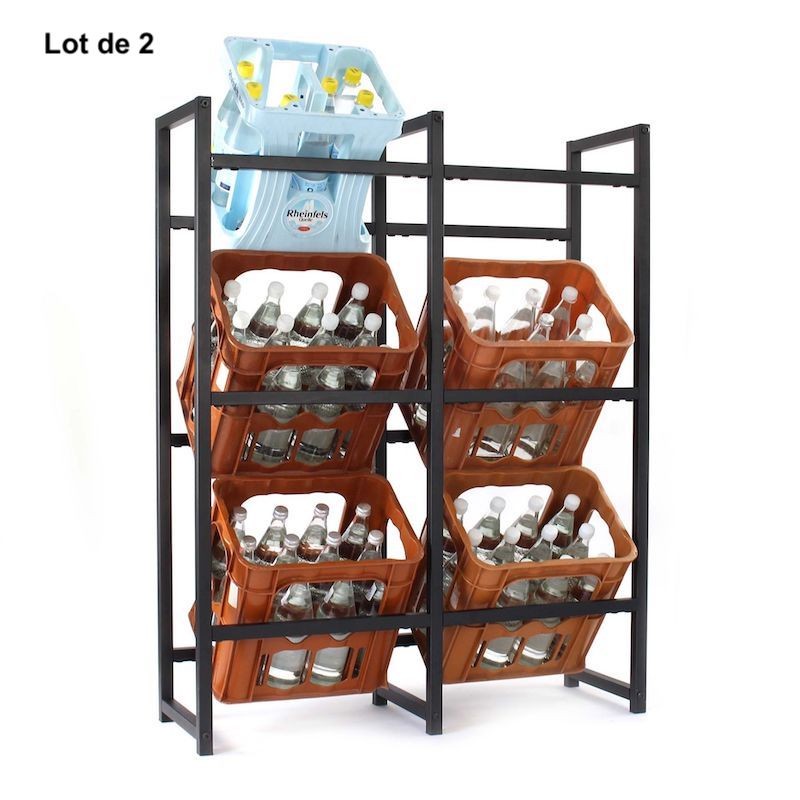 Lot de 2 Étagères de Rangement Pratique (91 x 31 x 116 cm) pour Caisses de Boissons et Rangement Divers