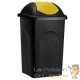 Poubelle domestique 60 l. Jaune et noire. Couvercle rapide