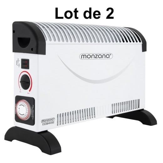 Lot de 2 Convecteurs Chauffages électriques classiques avec minuteur 2000W