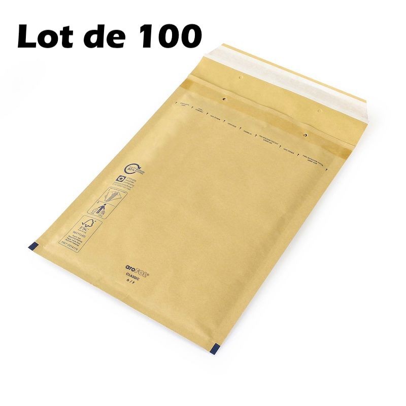 Lot de 100 Enveloppes Matelassées 180 x 260 mm (intérieur )