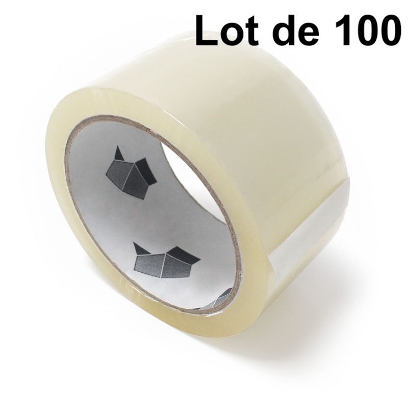 Lot de 100 Rubans Adhésifs 66 m 50mm de large Déroulage Silencieux : Robuste, Transparent