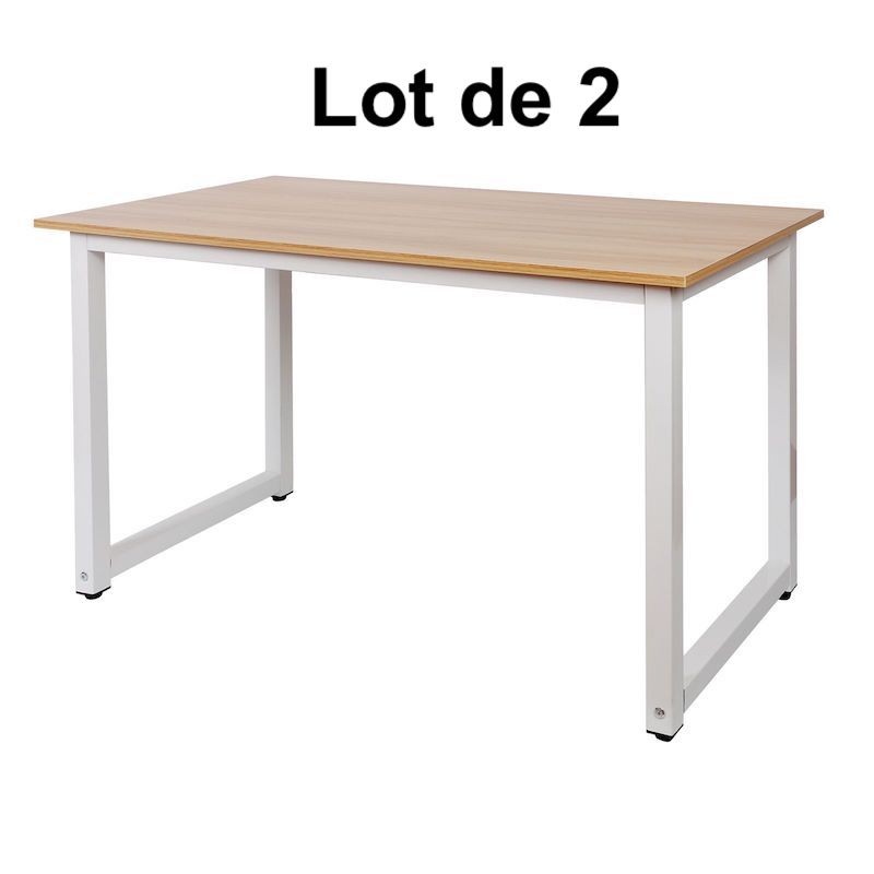 Lot de 2 Tables de travail ou bureau Couleur Bois 120 X 60 X 70 Résistante et de qualité