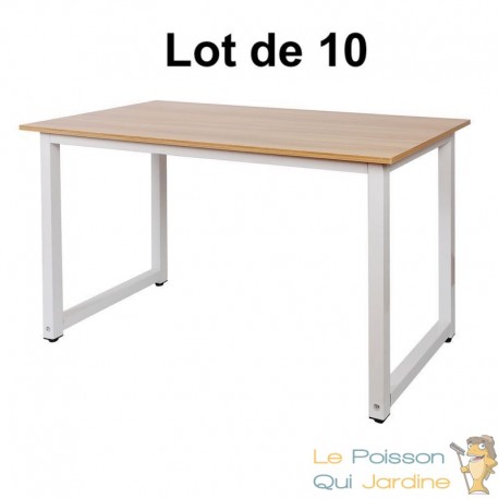 Lot de 10 Tables de travail ou bureau Couleur Bois 120 X 60 X 70 Résistante et de qualité