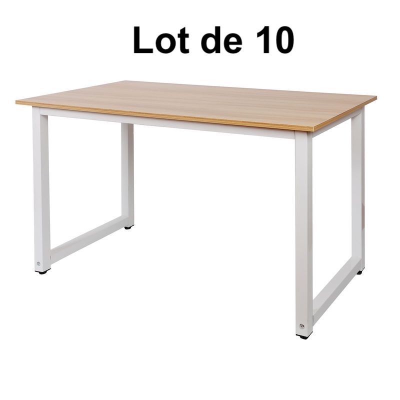 Lot de 10 Tables de travail ou bureau Couleur Bois 120 X 60 X 70 Résistante et de qualité