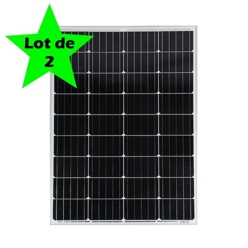 Lot de 2 Panneaux Solaires 100W monocristallin 12V 900x670mm. Haute qualité