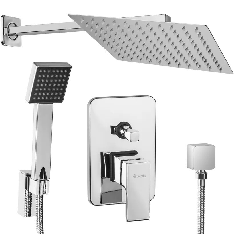 Ensemble de douche tête + pommeau Moderne en Inox