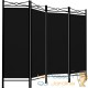 Lot de 2 Paravents 4 pans, Noir, 180 X 160 cm pour chambre et salle de bains