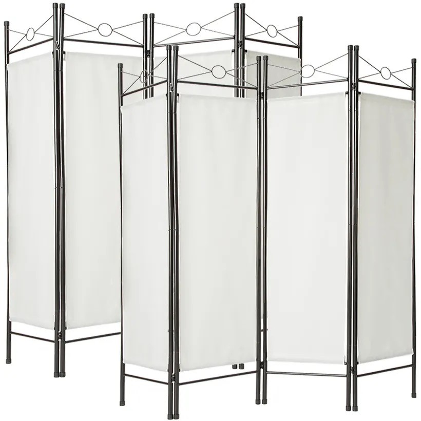 Lot de 2 Paravents 4 pans, Blanc, 180 X 160 cm pour chambre et salle de bains