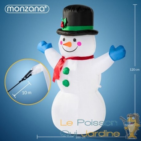 Décoration Gonflable Bonhomme de neige debout XL 120 cm