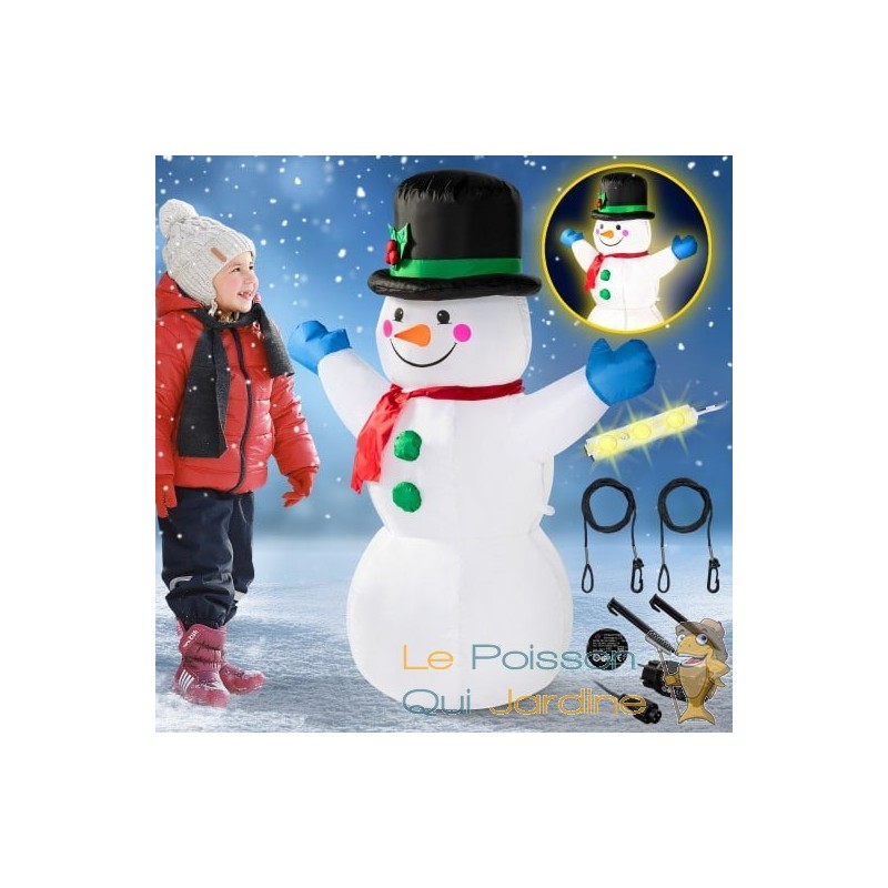 Décoration Gonflable Bonhomme de neige debout XL 120 cm - Le Poisson Qui  Jardine