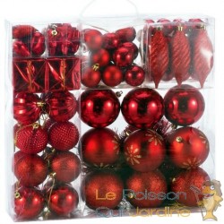 103 Boules & décorations de Noël Rouges pour décorer votre sapin de Noël