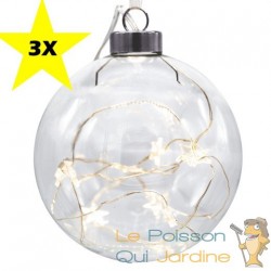 3 Grandes Boules de Noël Transparentes 9.5 cm pour décorer votre sapin de Noël