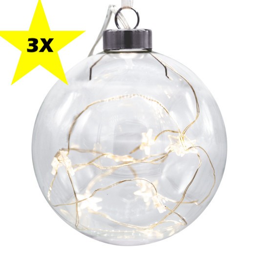 3 Grandes Boules de Noël Transparentes 9.5 cm pour décorer votre sapin de Noël