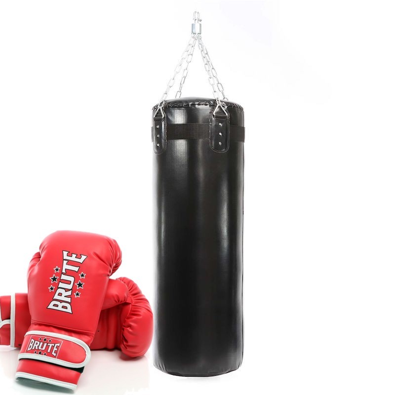 Sac de frappe 120 cm + gants de boxe débutants : Pack d'entrainement complet