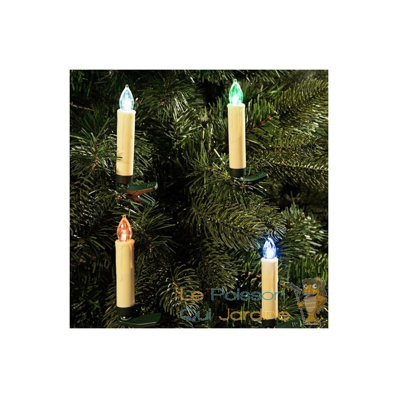 30 Bougies LED Multicolores pour Sapin de Noël : Télécommande et piles  incluses - Le Poisson Qui Jardine