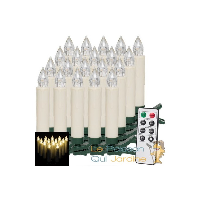 20 bougies LED pour sapin de Noël avec télécommande - coloris doré, Bougies  à LED pour sapin