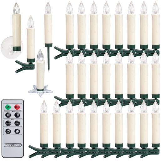 30 Bougies LED Blanc Chaud pour Sapin de Noël : 3 attaches différentes