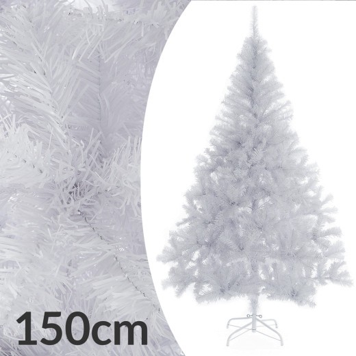 Sapin de Noël Blanc artificiel 150 cm avec 350 branches et pied support