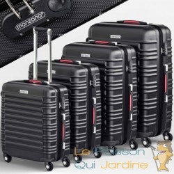 4 Valises Rigides Solides Noir 34 - 55 - 84 - 120 litres. Pour le voyage court et long