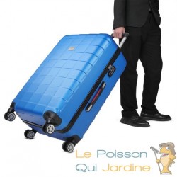 Valise Rigide Solide Bleue 105 litres. Qualité et facilté pour le voyage