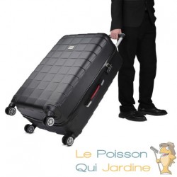 Valise Rigide Solide Noire 105 litres. Qualité et facilté pour le voyage