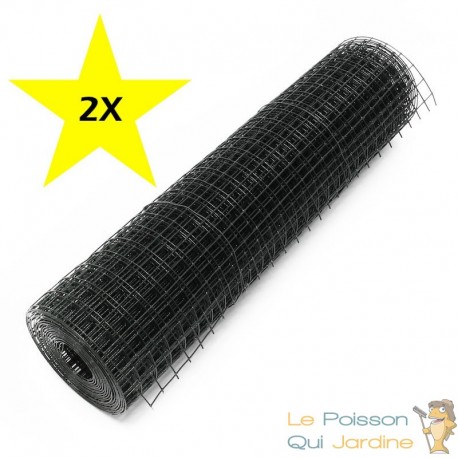 Lot de 2 : 5 m De Grillage À Poules Noir 12mm 100 cm de haut Pour Clapier, Poulailler, Volière