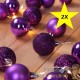 Lot de 2 : Guirlande de Noël Boules et LED sapin 2m VIOLET