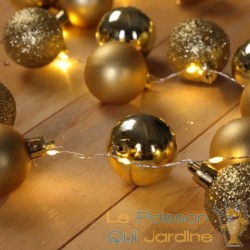 Guirlande de Noël Boules et LED sapin 2m OR