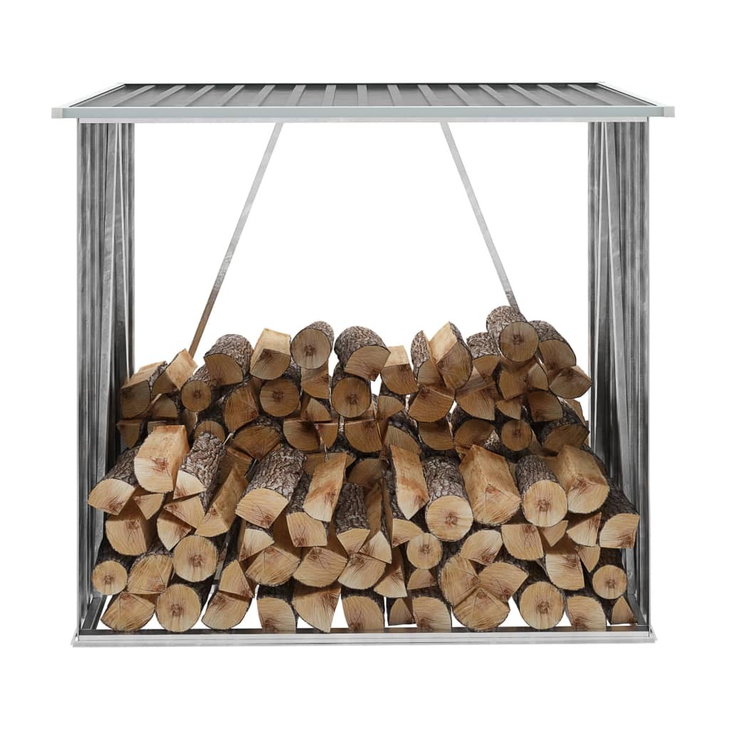 Abri Stockage Bûches Extérieur Gris 163x83x154 . Idéal rangement bois de chauffage