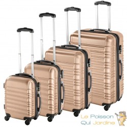 4 Valises de Voyage Solides Roses 25 - 45 - 72 - 108 litres. Pour le voyage court et long