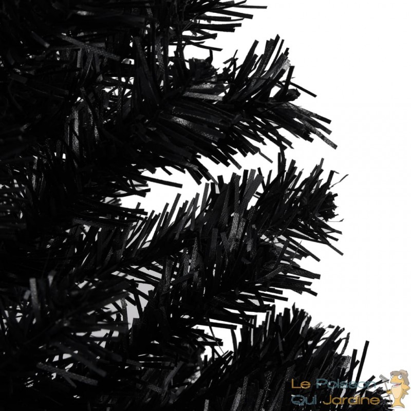 Sapin de Noël Noir artificiel 210 X 120 cm et pied support pour un Noël