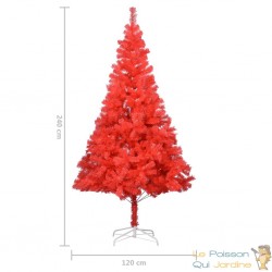 Sapin de Noël Rouge Artificiel 240 X 120 cm et pied support pour un Noël original.